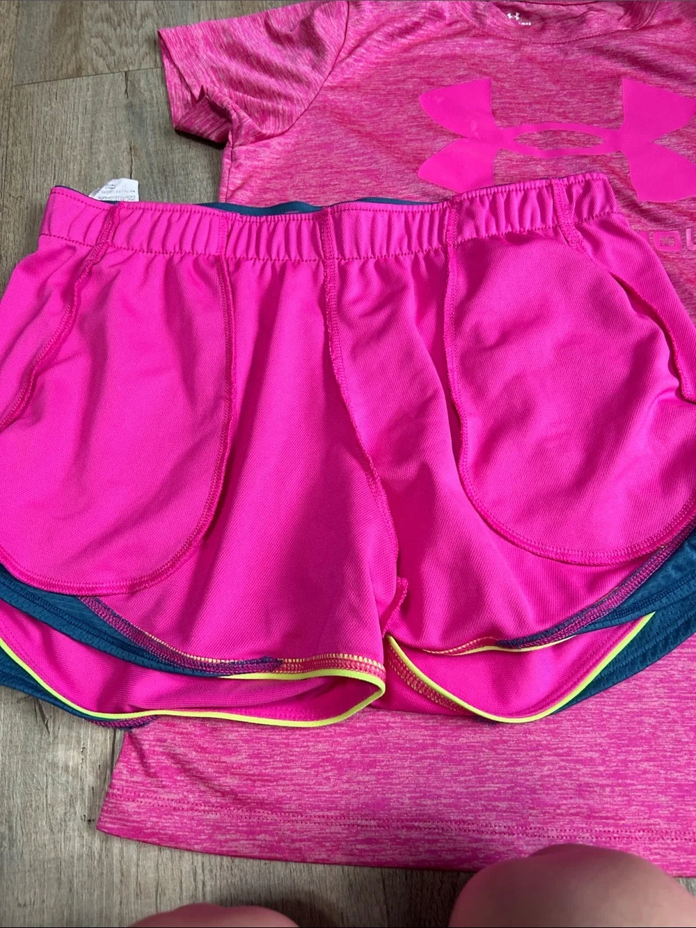 Under Armour Hot Pink Athletic Tee & Shorts Set